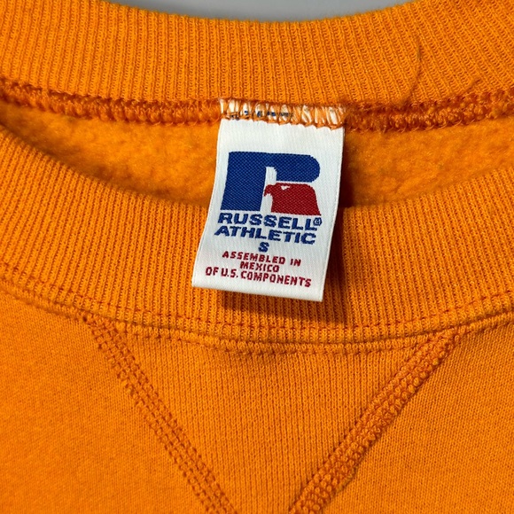 Vintage 90’s Russell Athletic Sweatshirt Men’s Size Small Solid Bright Orange - Picture 3 of 11
